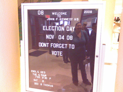 Kristina Reflection in Election Sign