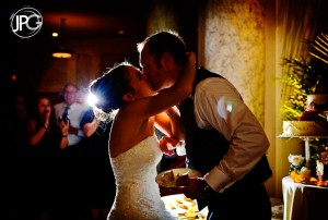 Cake cutting kiss.