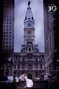 Bride and Groom in front of City Hall in Philadelphia