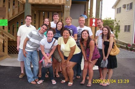 Group picture outside of the Crab Bag before heading off to the fireoworks.