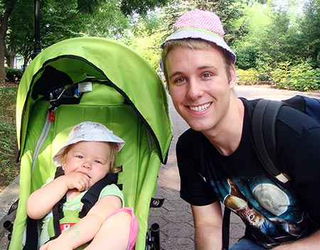 Ella and Russell wearing hats