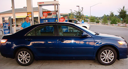 Russell's Toyota Camry Hybrid loaner car