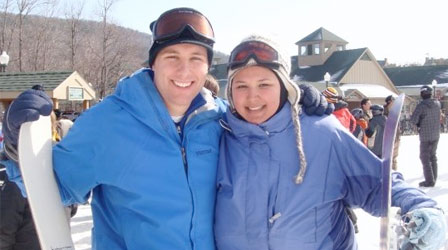 Russell and Kristina with their snowboards